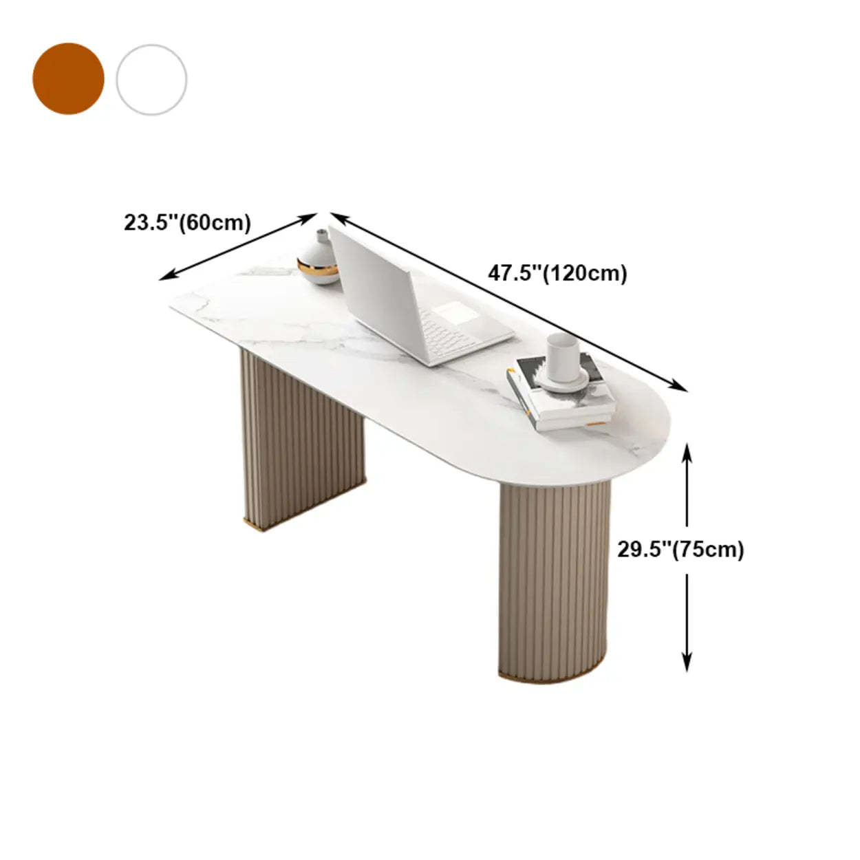White Free-Form Sintered Stone Writing Desk