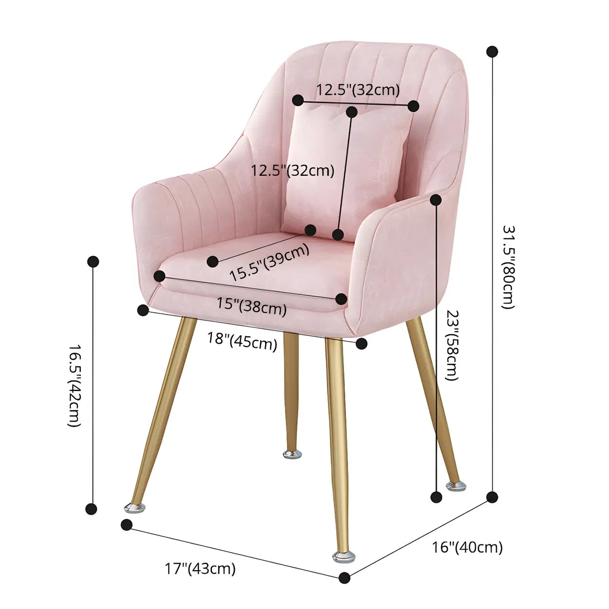 Solid-Back Metal-Leg Upholstered Dining Arm Chair