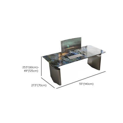 Adjustable Blue Stone Rectangular Sled Standing Desk