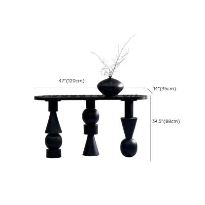 Artistic Geometric-Leg Black Wood Oval Console Table