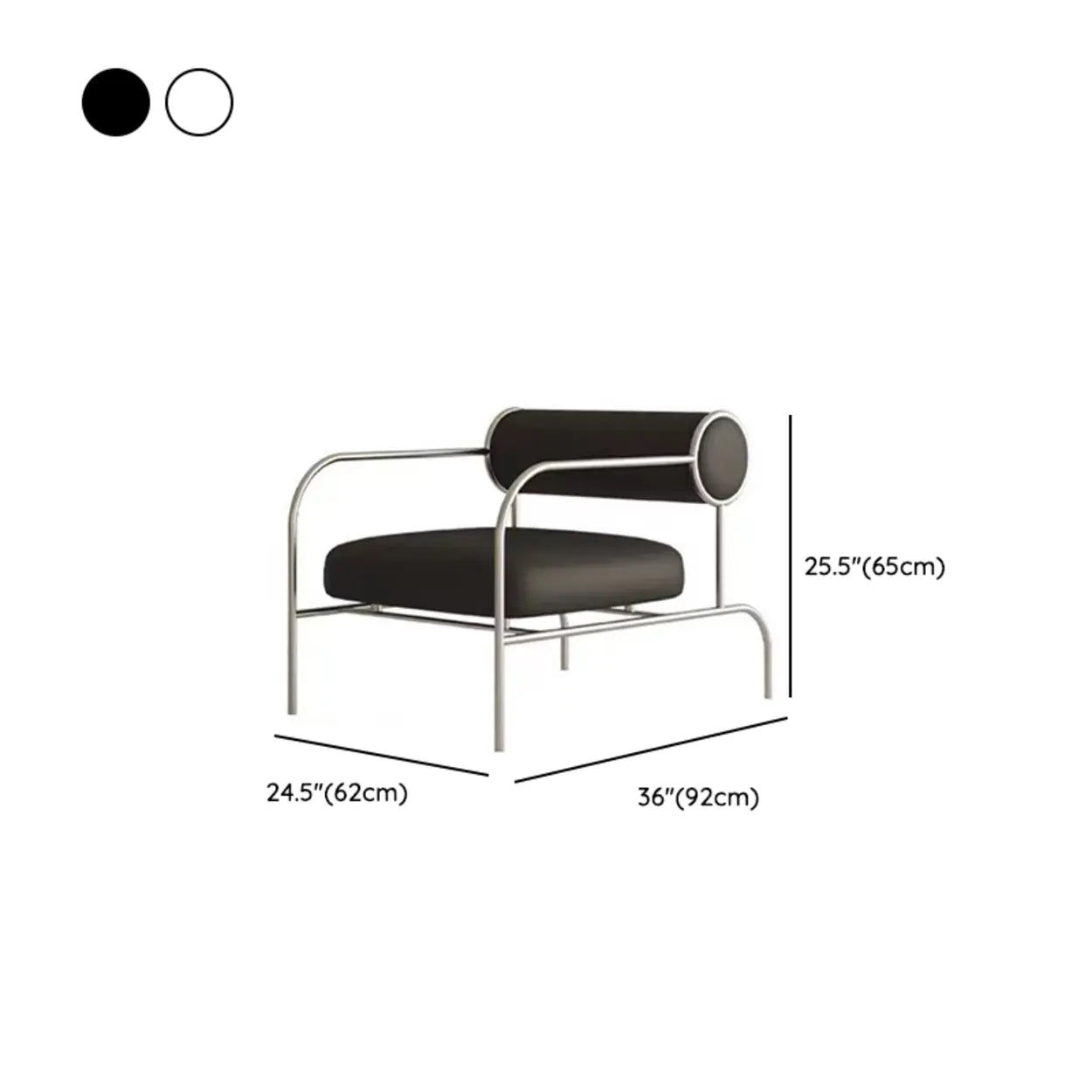 White Metal Arm Chair with Silver Legs