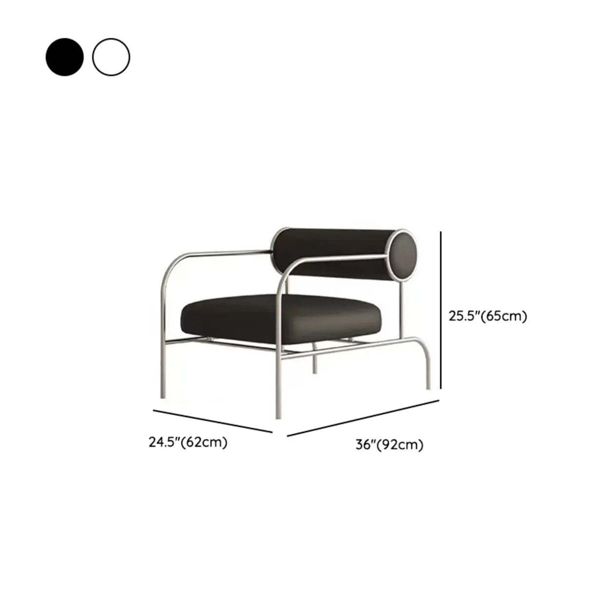 White Metal Arm Chair with Silver Legs