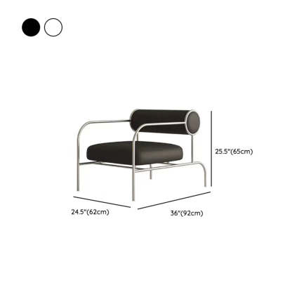 White Metal Arm Chair with Silver Legs