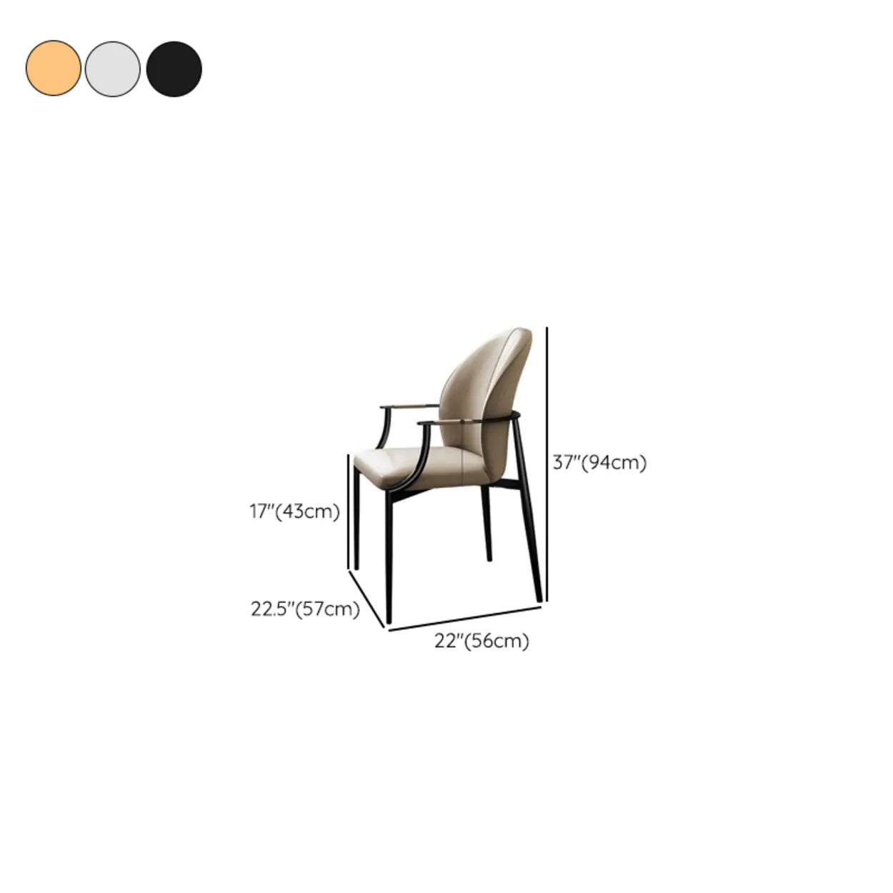 Modern Leather Ergonomic Dining Arm Chair