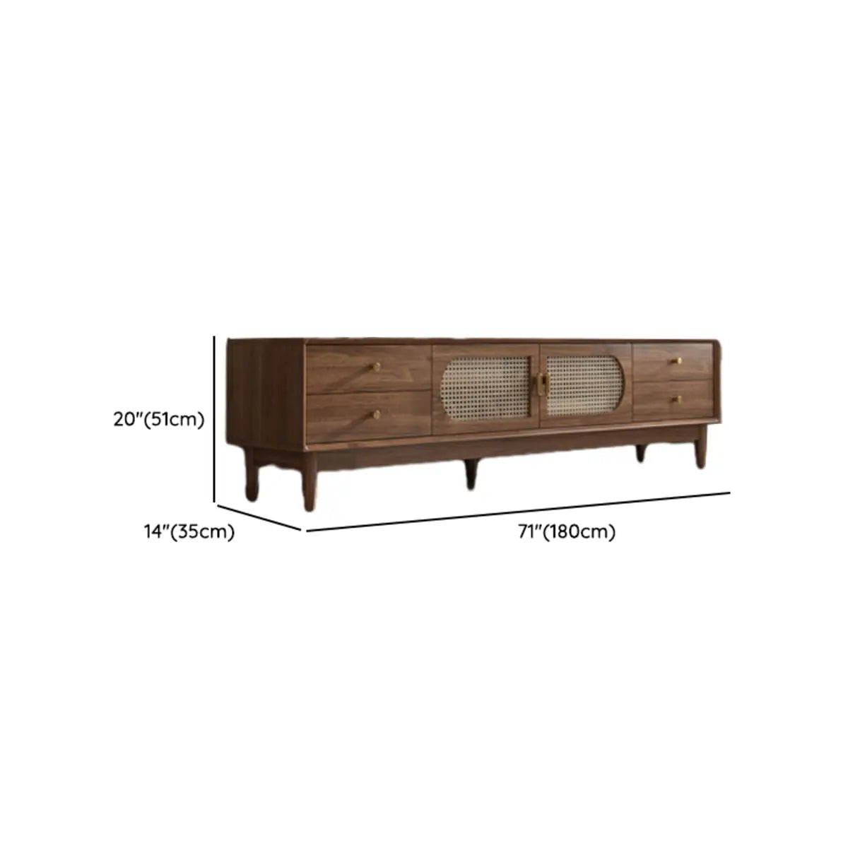 Traditional Brown Rubberwood Ventilated TV Stand