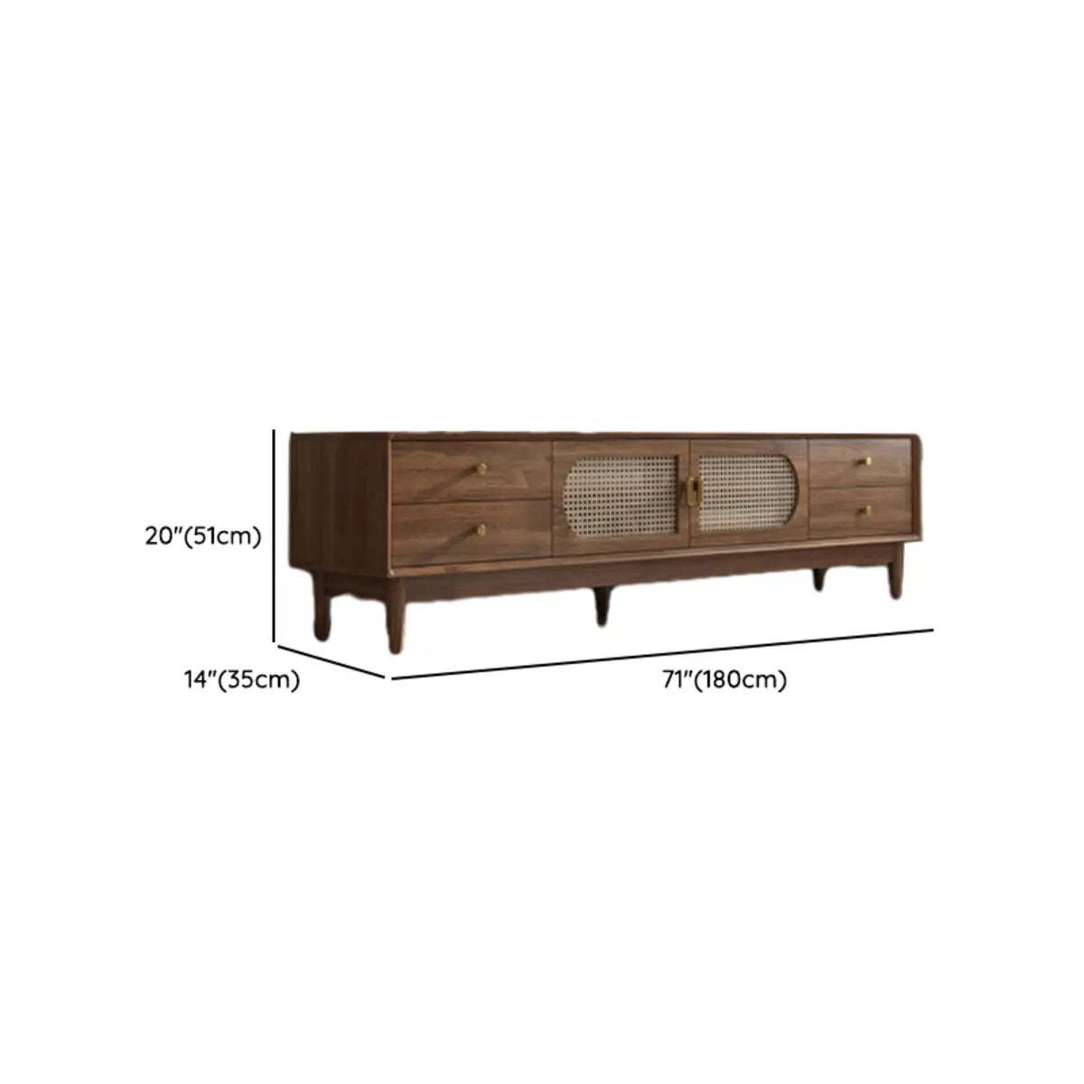 Traditional Brown Rubberwood Ventilated TV Stand