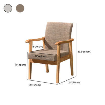 Coffee Wood Frame Upholstered Dining Arm Chair