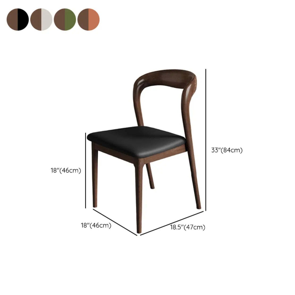 Mid-Century Wood Open-Back Upholstered Dining Chair