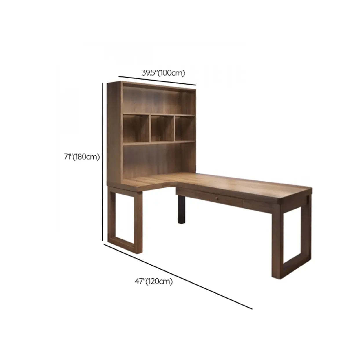 Wood Hutch L-Shape Double Computer Desk with Drawers
