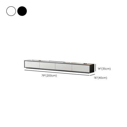 White Wood Slate Long TV Stand with Drawers