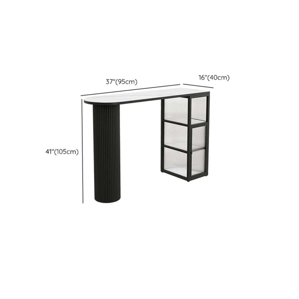 Modern White Stone Black Pedestal Glass Bar Table