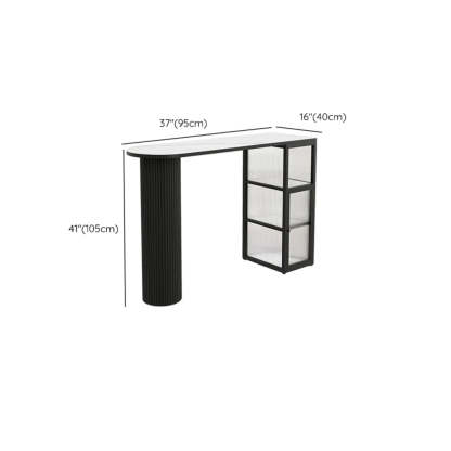 Modern White Stone Black Pedestal Glass Bar Table