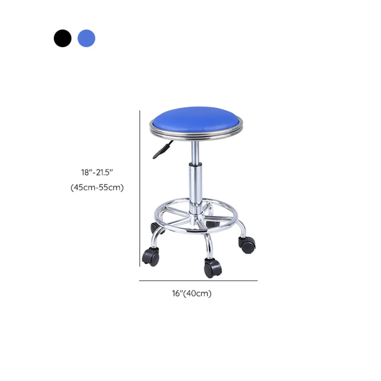 Modern Blue Round Alloy Backless Leather Stool