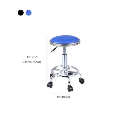 Modern Blue Round Alloy Backless Leather Stool