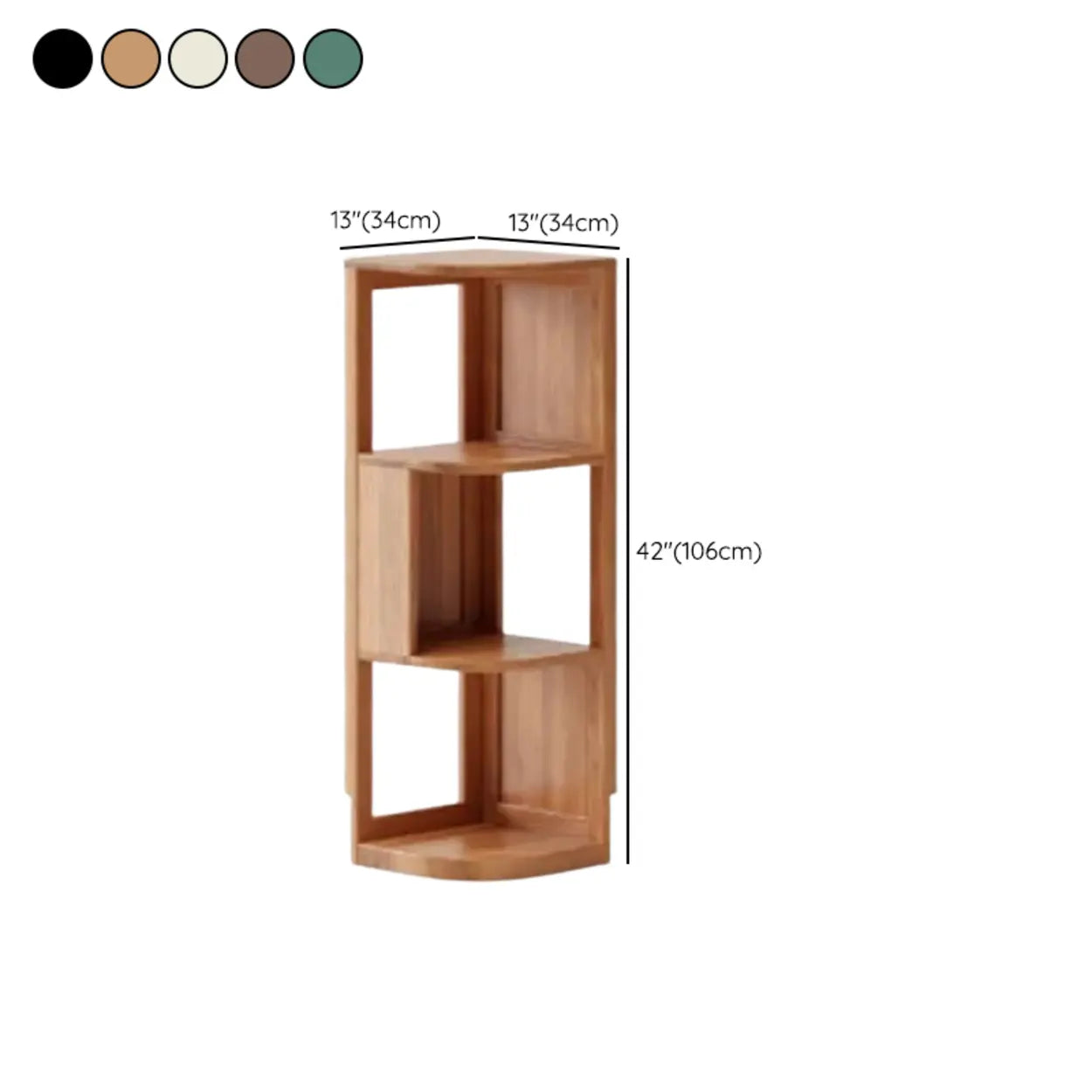 Mid-Century Wood Vertical Corner Bookshelf