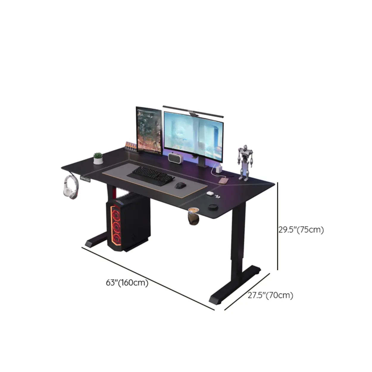 Black Rectangular Leather Computer Desk