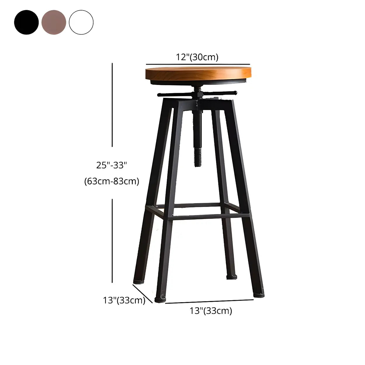 Round Wood Backless Counter Stool