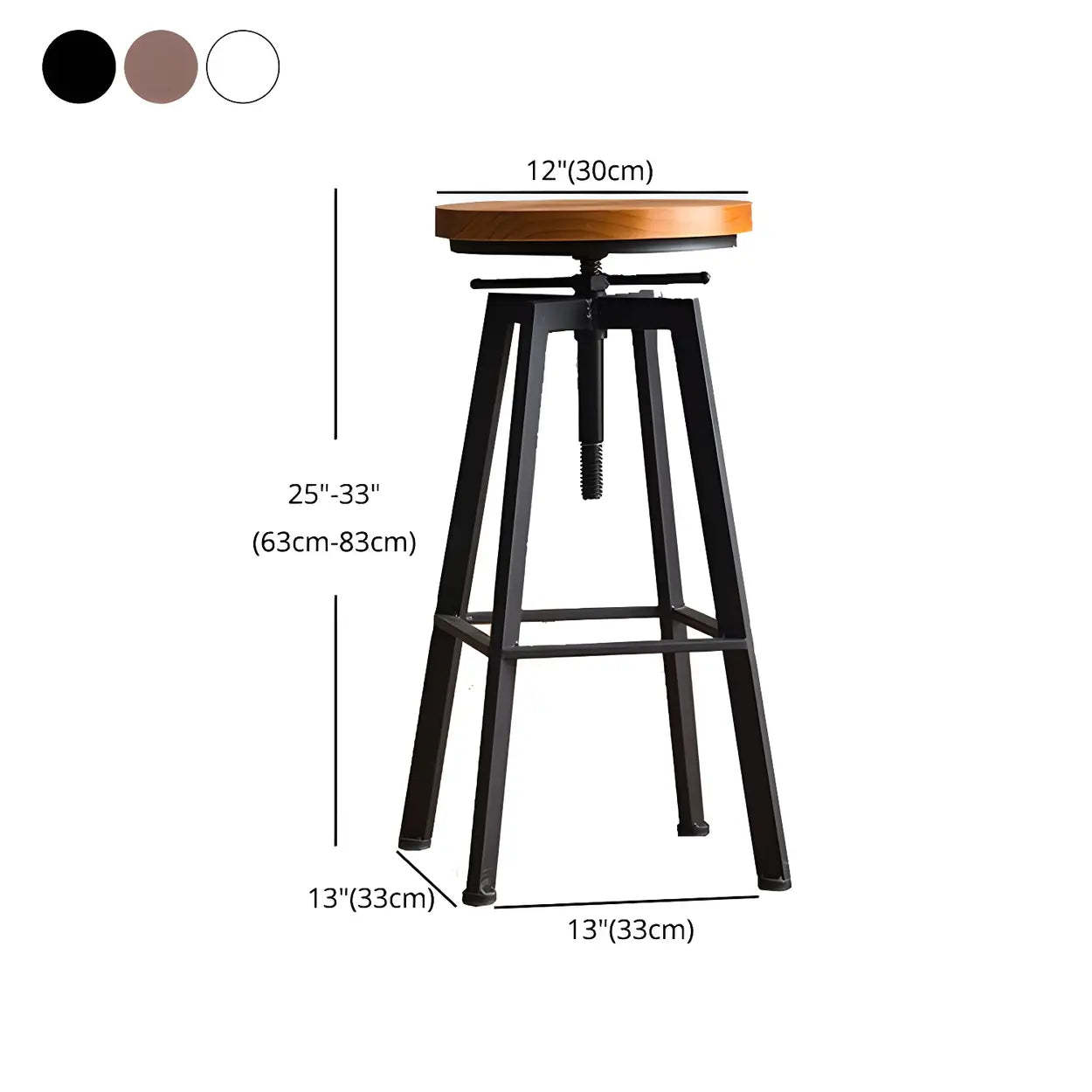 Round Wood Backless Counter Stool