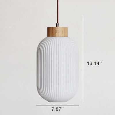 Retro Striped Glass Jar Japanese Pendant