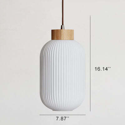 Retro Striped Glass Jar Japanese Pendant