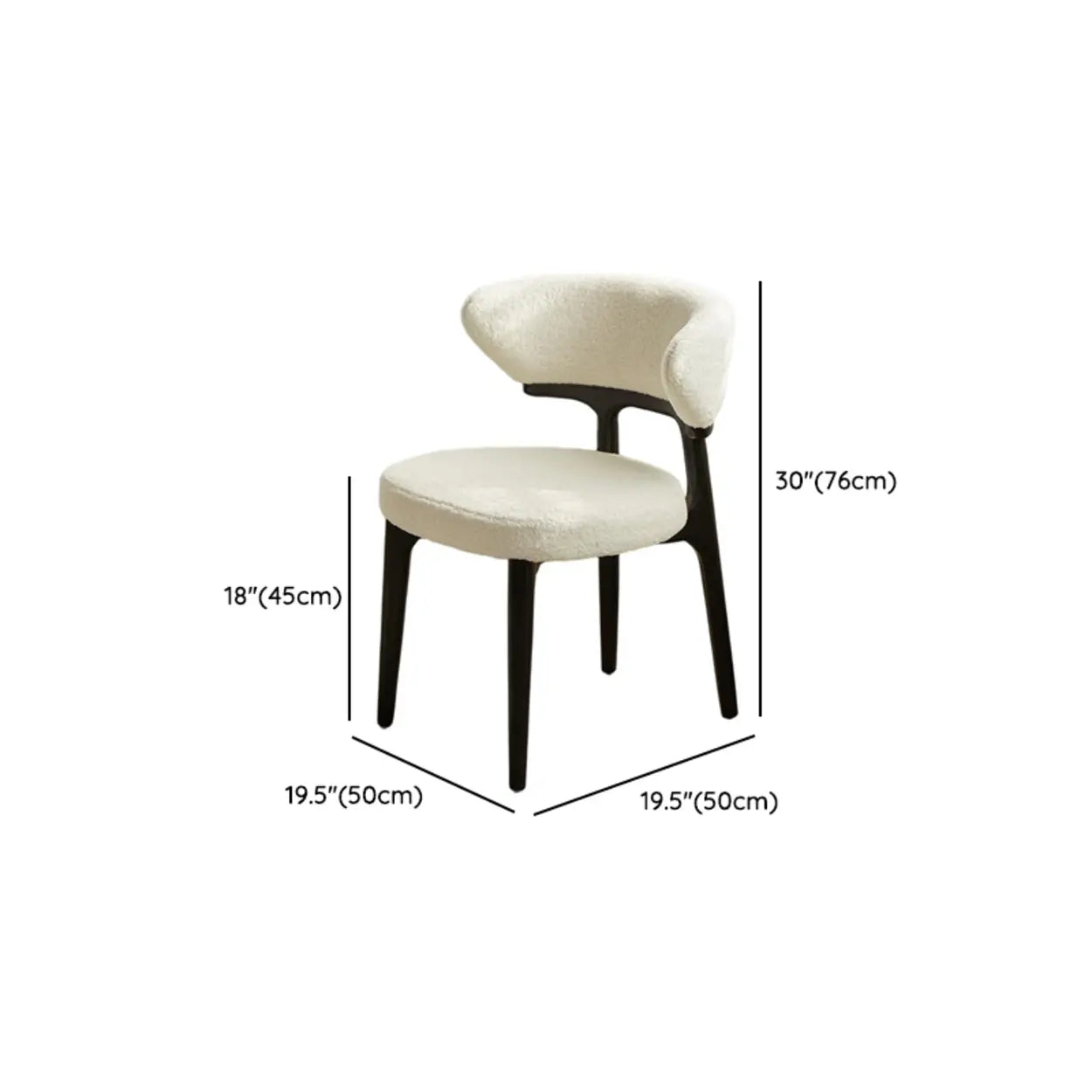 Modern White Sherpa Curved Back Dining Chair