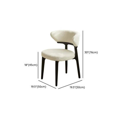 Modern White Sherpa Curved Back Dining Chair