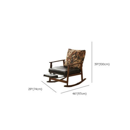 Brown Waterproof Wood Rocking Chair Track Arms