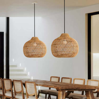 Handmade Wicker Basket Rattan Pendant Light