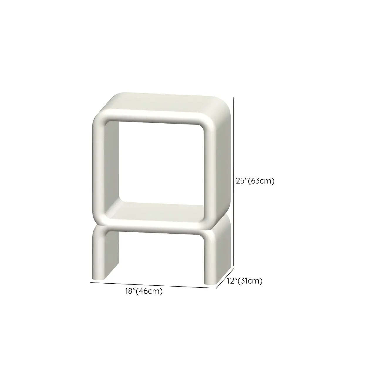 White Square Open Curio Display Cabinet