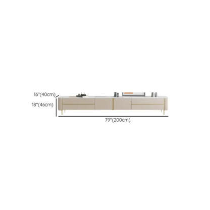 Glam Beige Stone Rectangular TV Stand with Drawers
