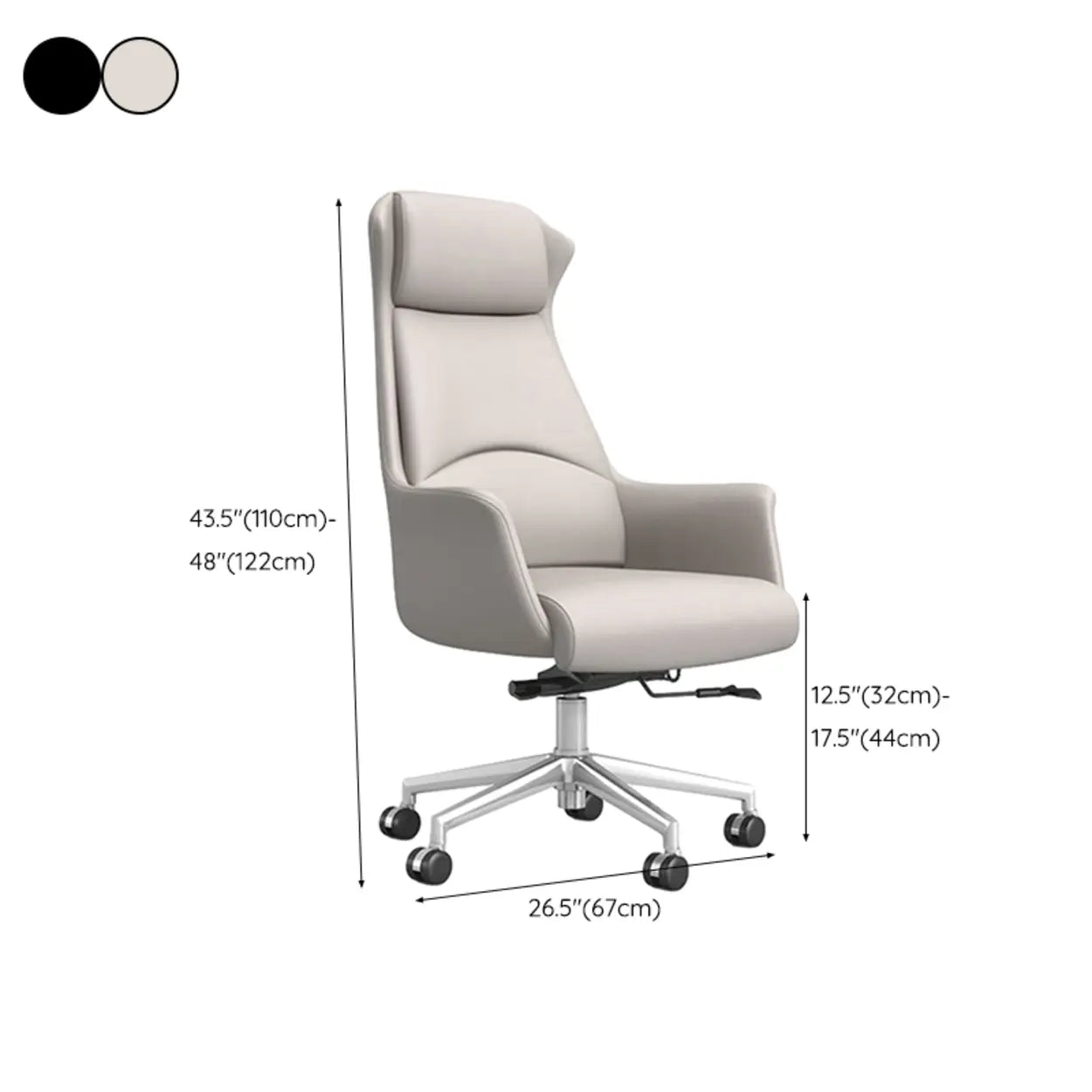Modern High-Back Black Leather Executive Office Chair
