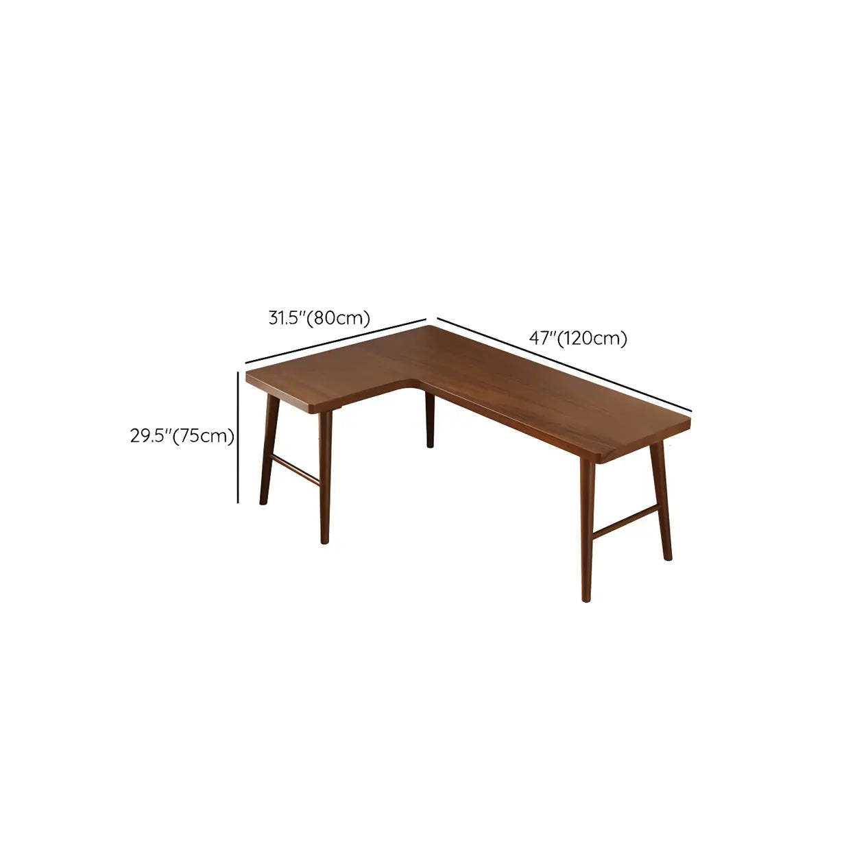 Classic Brown Ash H-Base L-Shape Writing Desk — Right Hand Return / Table Only