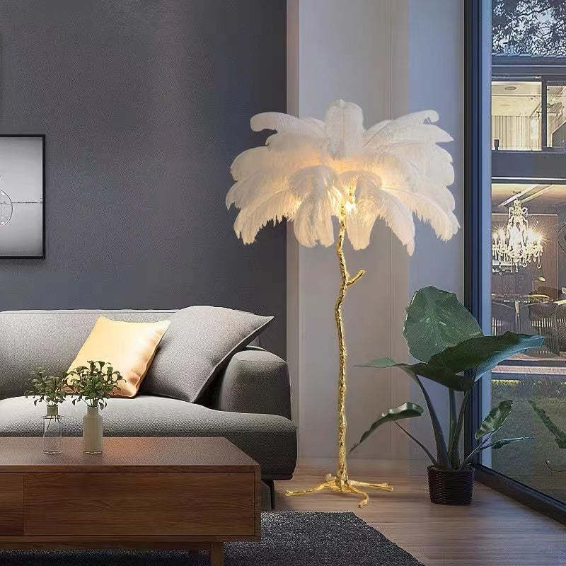 O'Moore Nordic Luxury Unique Ostrich Feather Floor Lamp/Table Lamp