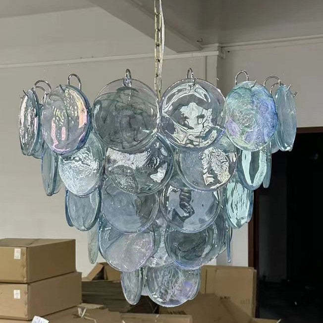 French Flower Iron Glass Chandelier