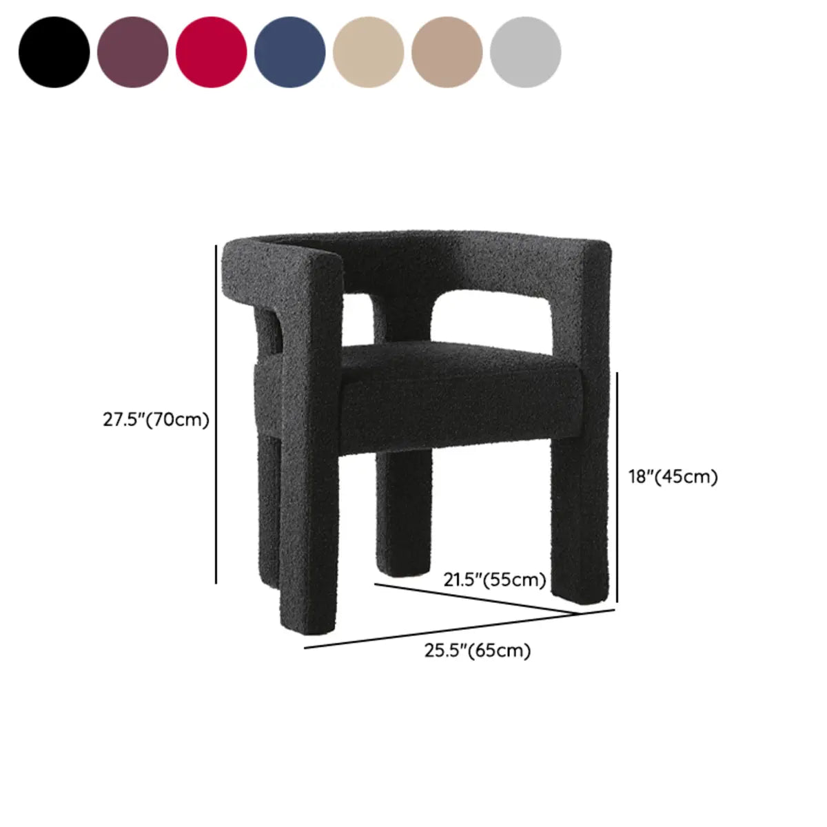 Black Square Upholstered Armrest Dining Chair