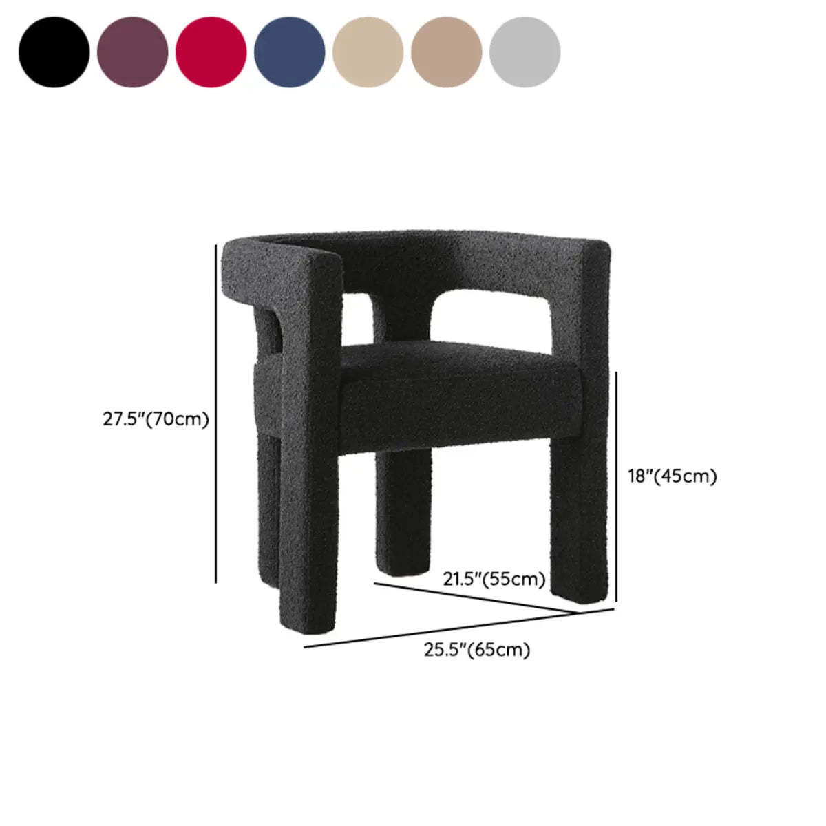 Black Square Upholstered Armrest Dining Chair