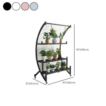 Arched Black Metal Sliding Indoor Plant Stand — White