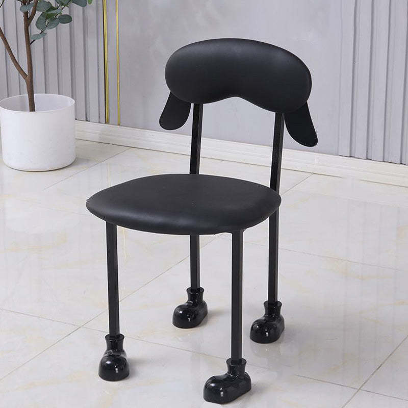 Chrome creative puppy stainless accent chairs — Faux Leather / Black / Black
