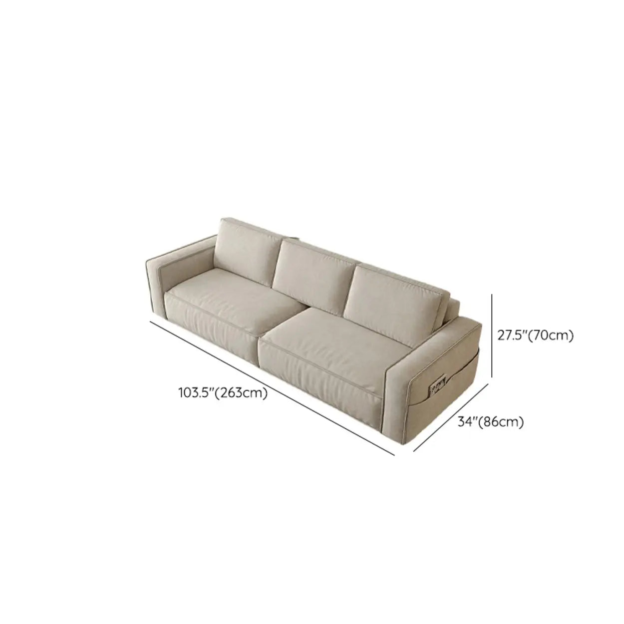 Minimalist Foldable Beige Sleeper Sofa with Storage
