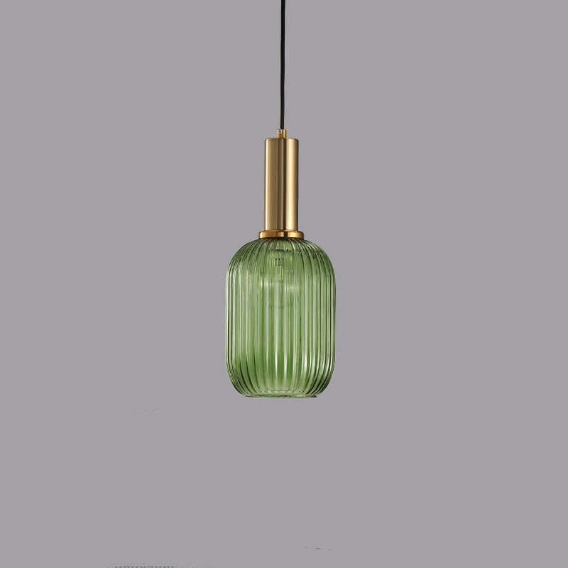 Minimalist Striped Glass Lantern Pendant Light