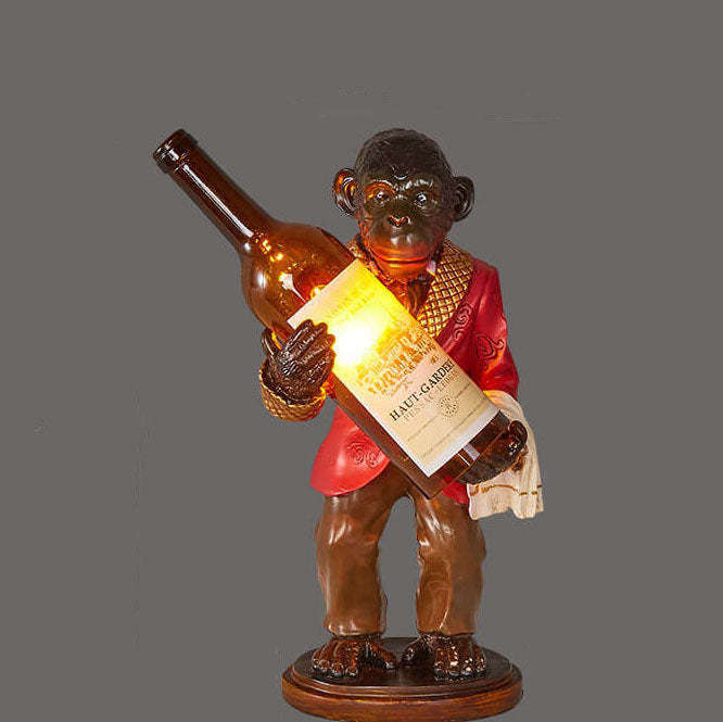 Retro Monkey Resin Wine Bottle Table Lamp