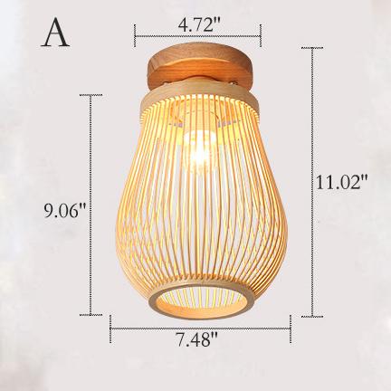 Minimalist Bamboo Weaving Flush Mount Light