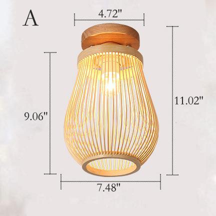 Minimalist Bamboo Weaving Flush Mount Light