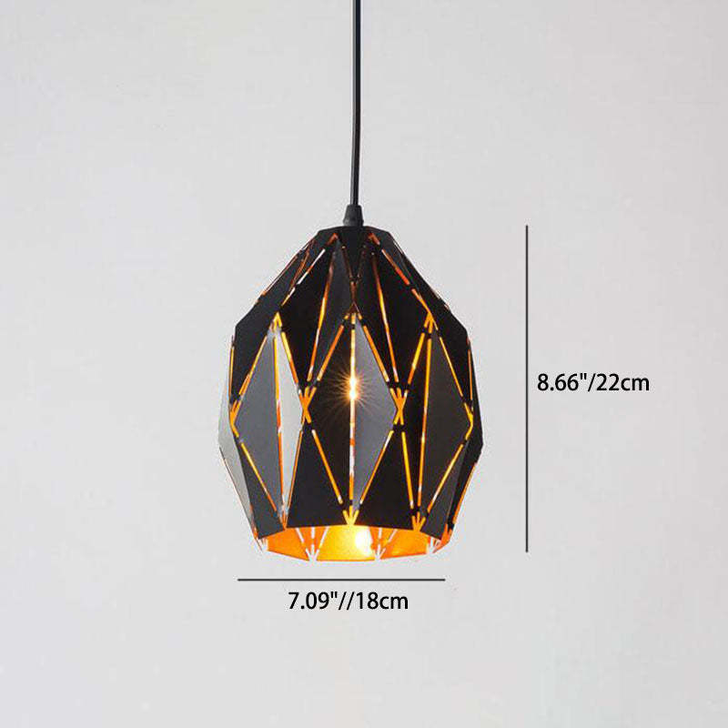 Vintage Wrought Iron Diamond Pendant Light