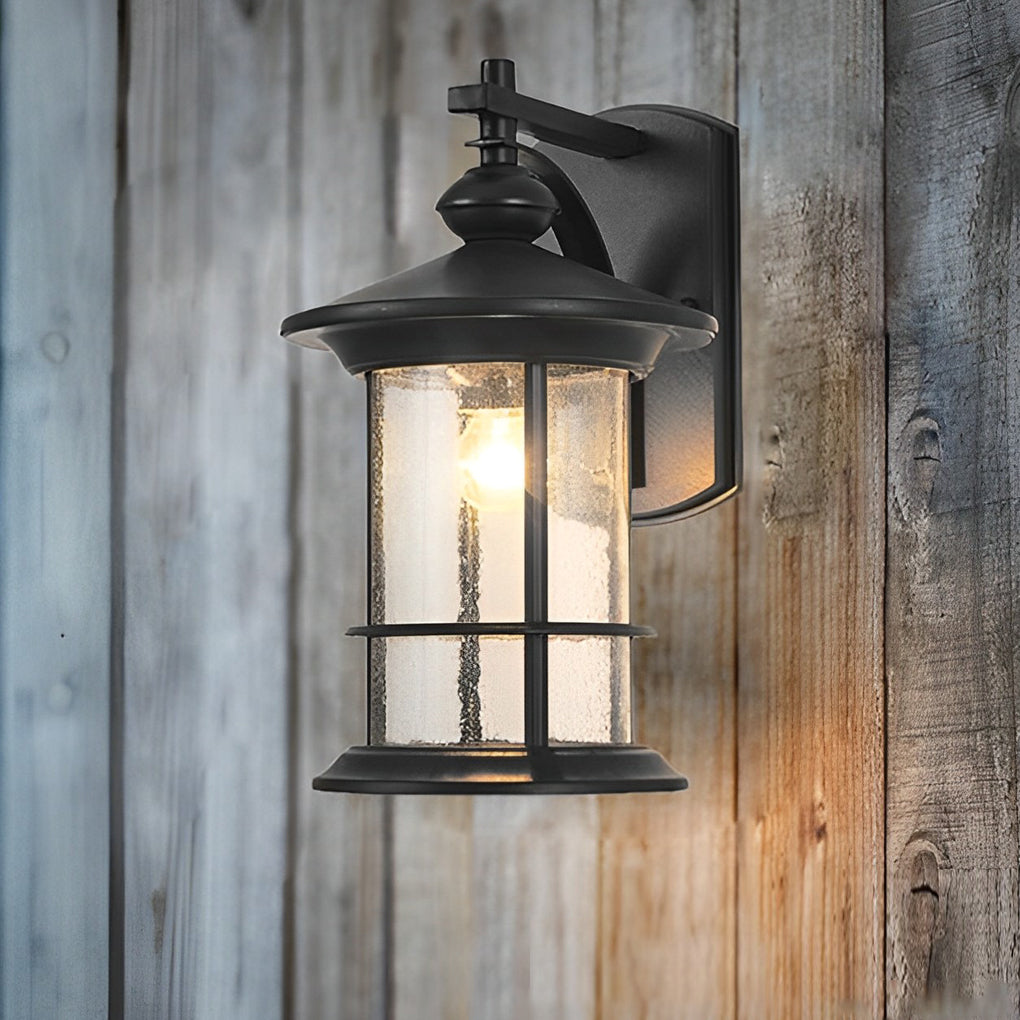 Retro Aluminum Glass Black American Garden Wall Lamp