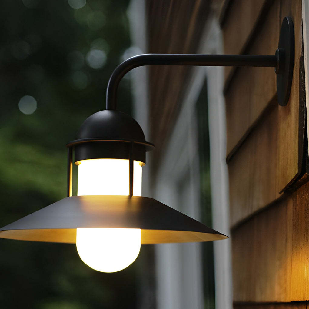 Antique Round Iron Glass Waterproof Black Retro Outdoor Wall Lights-Lighom