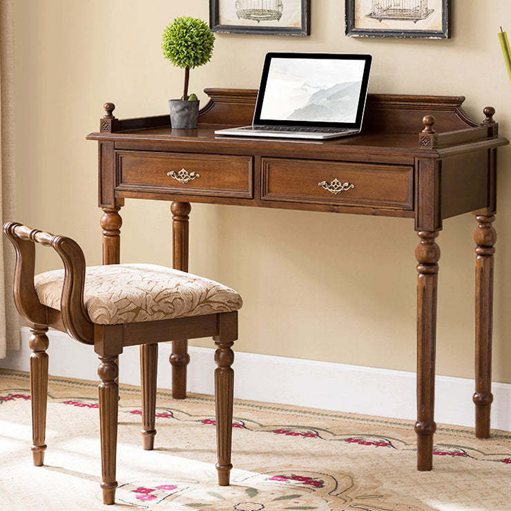 Vintage Wood Fabric Padded Vanity Stool