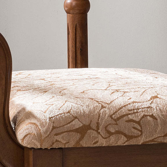 Vintage Wood Fabric Padded Vanity Stool