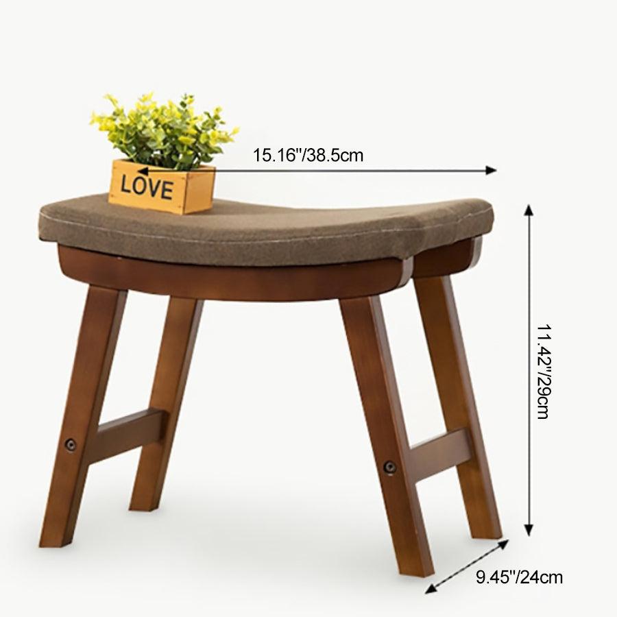 Minimalist Fabric Wood Curved Low Stool