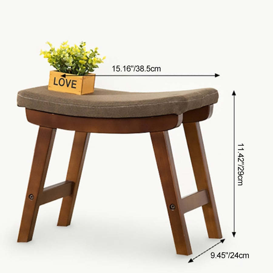 Minimalist Fabric Wood Curved Low Stool
